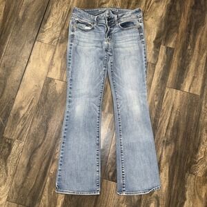 American Eagle Kick Boot Super Stretch Light Wash Denim Jeans Women's Size 8-Reg